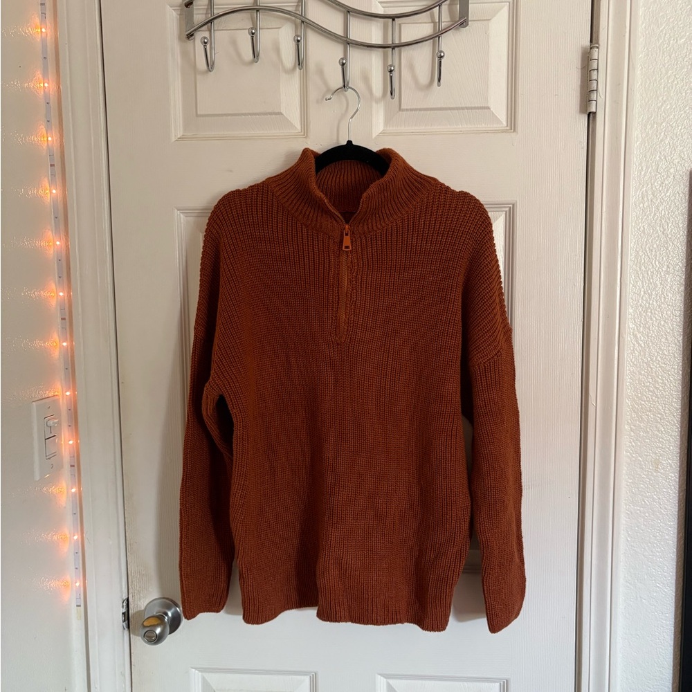 Men's Rust Zip-Up Sweater